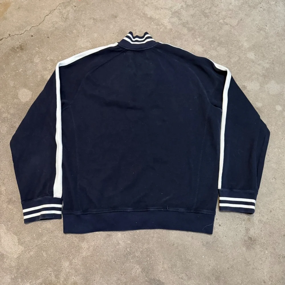 VTG Polo Ralph Lauren Track Jacket Men XL Navy Blue White Stripe Full Zip Cotton